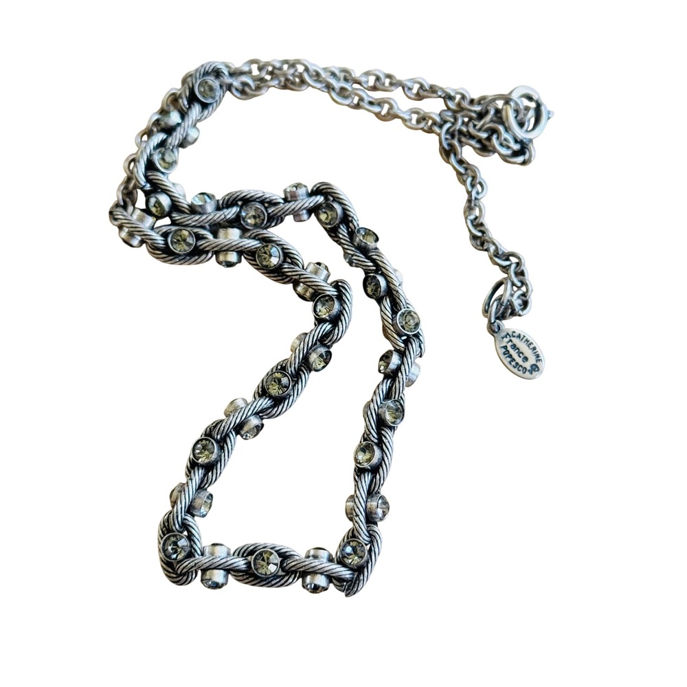 La Vie Parisienne Catherine Popesco France Necklace Braided Chain Rhinestone 18"